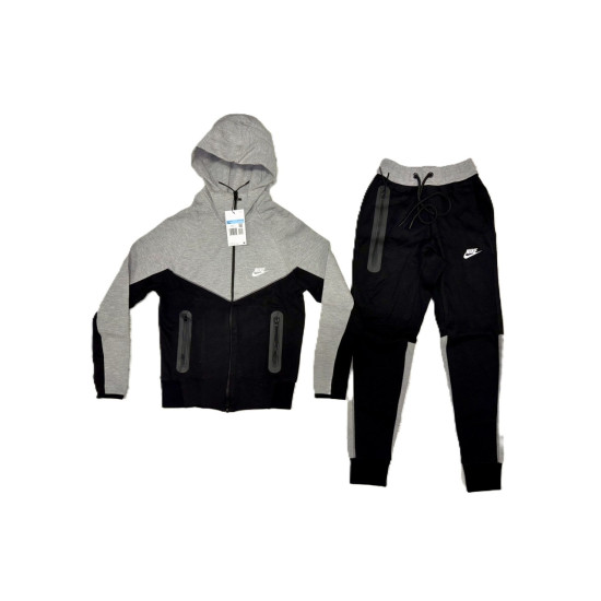 8411 Детски екип Tech Fleece черно светло сиво