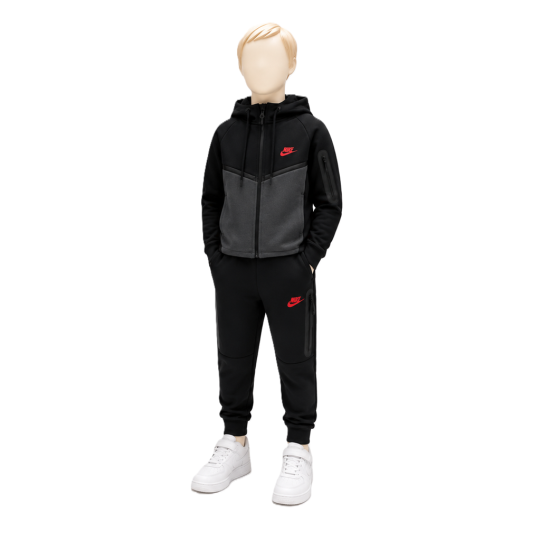 8513 Детски екип Tech Fleece черно сиво