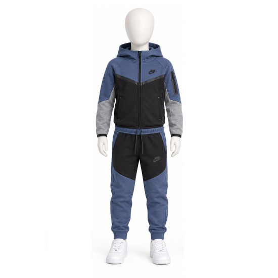 8524 Детски екип Tech Fleece сиво черно т.синьо