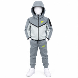 8526 Детски екип Tech Fleece тъмно сиво светло сиво и зелено