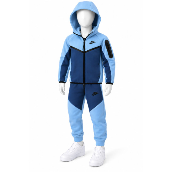 8527 Детски екип Tech Fleece светло синьо тъмно синьо