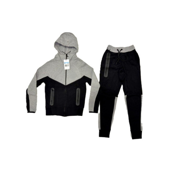8411 Детски екип Tech Fleece черно светло сиво
