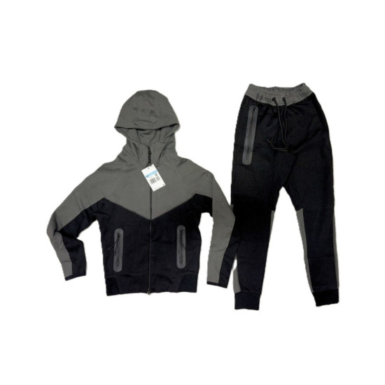 8412 Детски екип Tech Fleece черно тъмно сиво