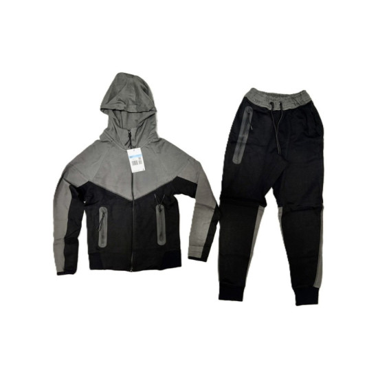 8413 Детски екип Tech Fleece черно тъмно сиво