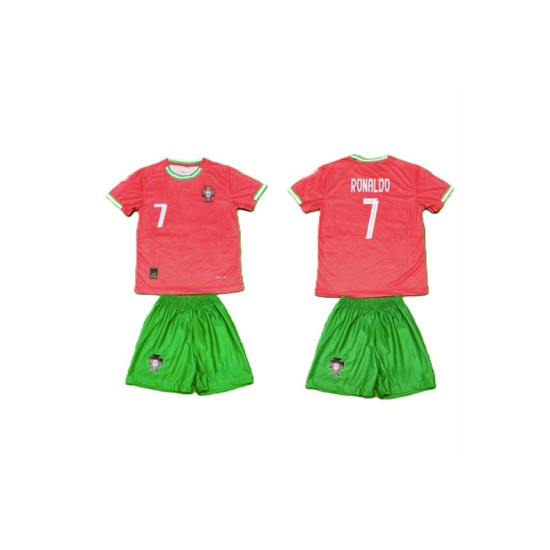 8377 Детски футболен комплект Portugal Ronaldo 7 червено със зелено